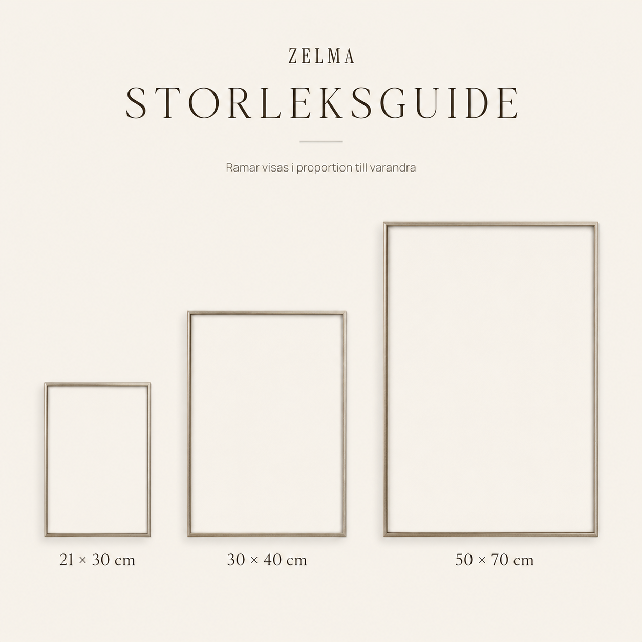 Storleksguide: 30 × 40 cm och 50 × 70 cm
